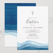 Boy Blue Baptism uitnodiging, eerste communie Kaart (Voorkant / Achterkant)