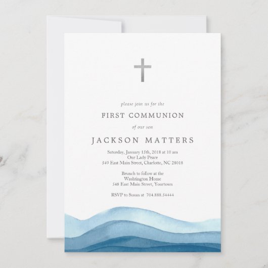 Boy Blue Baptism uitnodiging, eerste communie Kaart (Voorkant)