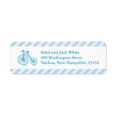 Boy Blue Bicycle Baby shower Retour Adreslabels Etiket (Voorkant)
