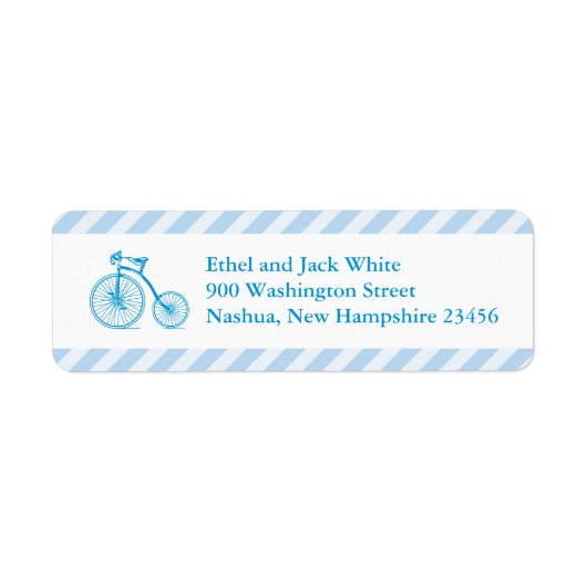 Boy Blue Bicycle Baby shower Retour Adreslabels Etiket (Voorkant)