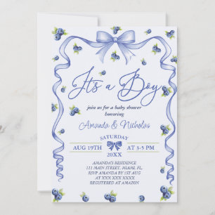 Boy Blue Blueberry-Baby shower Kaart