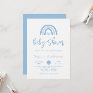 Boy Blue Boho Rainbow Baby shower Kaart