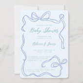 Boy Blue Bow Funky Hand-getrokken Baby shower Kaart (Voorkant)