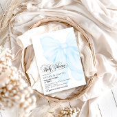 Boy Blue Bow Modern Elegant Baby shower Kaart