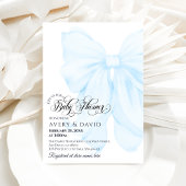 Boy Blue Bow Modern Elegant Baby shower Kaart