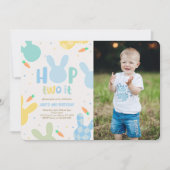 Boy Blue Bunny 2e verjaardag foto Kaart (Voorkant)