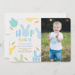 Boy Blue Bunny 2e verjaardag foto Kaart