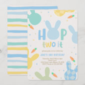 Boy Blue Bunny 2e verjaardag Kaart (Voorkant / Achterkant)