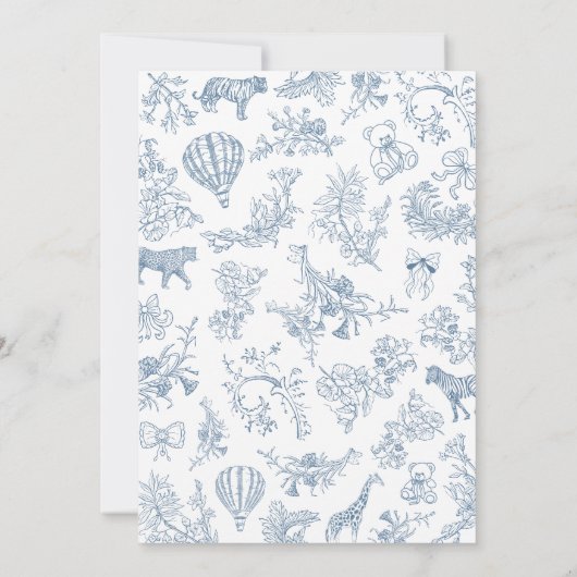 Boy Blue Chinoiserie Safari Baby shower Kaart (Achterkant)