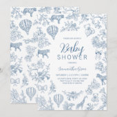 Boy Blue Chinoiserie Safari Baby shower Kaart (Voorkant / Achterkant)