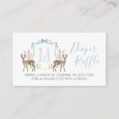 Boy Blue Deer Monogram Crest Luier Raffle Kaart (Voorkant)