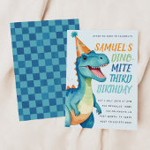 Boy Blue Dinosaur verjaardagsfeestje uitnodiging