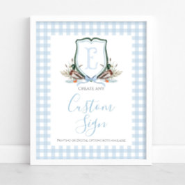 Boy Blue Duck Baby shower Custom Sign Poster
