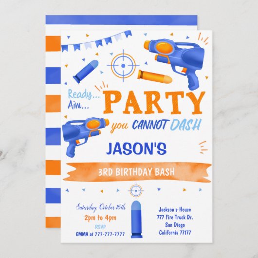 Boy Blue en Sinaasappel Dart Pistool Kaart (Voorkant / Achterkant)