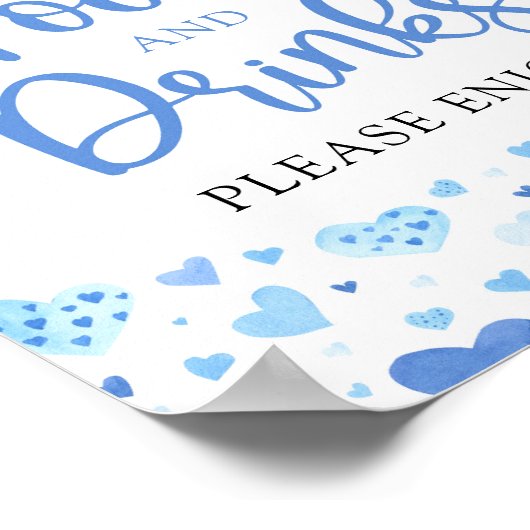 Boy Blue Hearts Valentijn Eten en Drinken Teken Poster (Hoek)