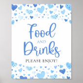 Boy Blue Hearts Valentijn Eten en Drinken Teken Poster (Voorkant)