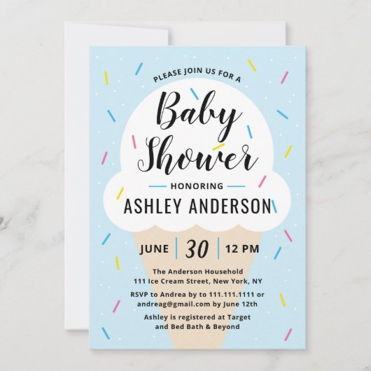 Boy Blue Ice Cream Baby shower Invitation Kaart (Voorkant)