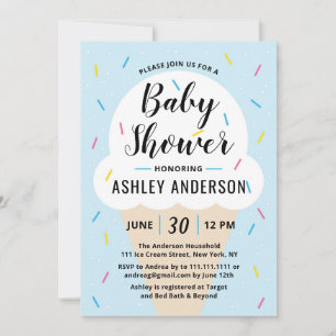 Boy Blue Ice Cream Baby shower Invitation Kaart