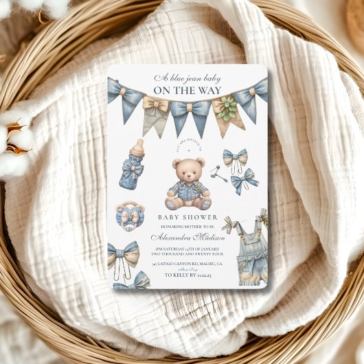 Boy Blue Jean Baby Denim Baby shower Kaart