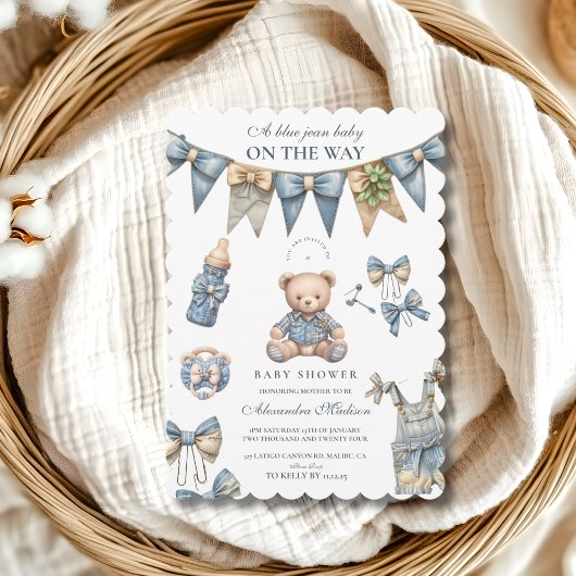 Boy Blue Jean Baby Denim Baby shower Kaart