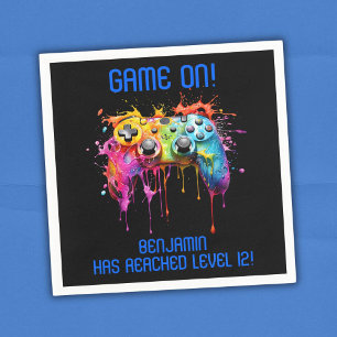 Boy Blue Level Up Videospel Feestje Servet