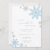 Boy Blue Little Snowflake Baby shower Invitation Kaart (Voorkant)