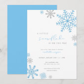 Boy Blue Little Snowflake Baby shower Invitation Kaart (Voorkant / Achterkant)