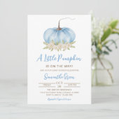 Boy Blue Minimalist Pumpkin Baby shower Kaart (Staand voorkant)