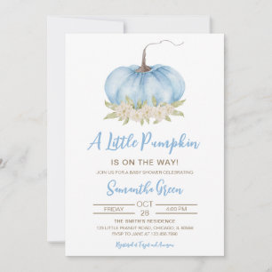 Boy Blue Minimalist Pumpkin Baby shower Kaart