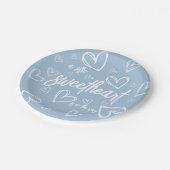 Boy Blue Modern Minimaal Baby shower Papieren Bordje (Gekanteld)