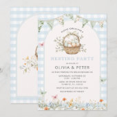 Boy Blue Nesting Party Prep het Nest Baby shower Kaart (Voorkant / Achterkant)