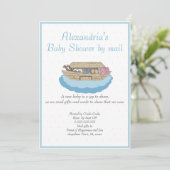 Boy Blue Noah Ark Baby shower per mail Uitnodiging (Staand voorkant)