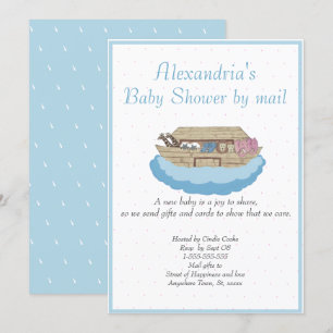 Boy Blue Noah Ark Baby shower per mail Uitnodiging