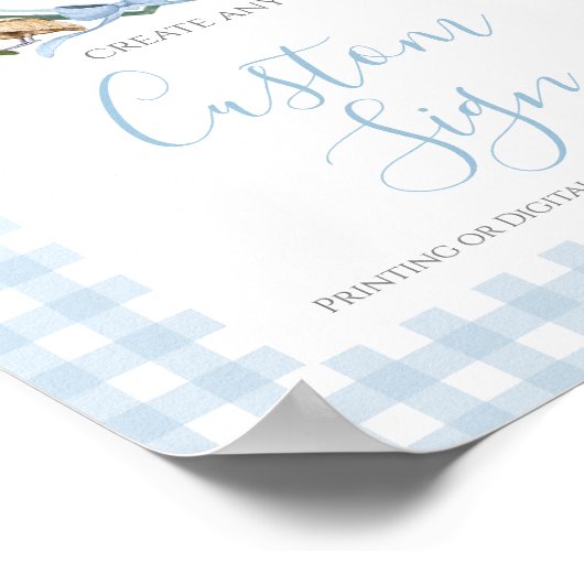 Boy Blue Pelican Baby shower Custom Sign Poster (Hoek)