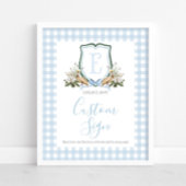 Boy Blue Pelican Baby shower Custom Sign Poster