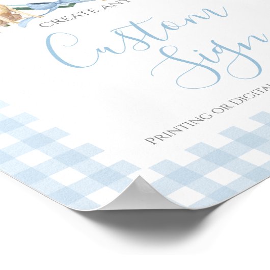 Boy Blue Preppy Dog Baby shower Custom Sign Poster (Hoek)