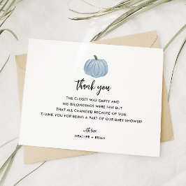 Boy Blue Pumpkin Baby shower Bedankkaart