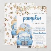 Boy Blue Pumpkin Truck Baby shower Kaart (Voorkant / Achterkant)