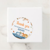 Boy Blue Pumpkin Truck Herfst Verjaardag Ronde Bedankjes Labels (In situ)