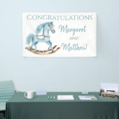 Boy Blue Rocking Horse Baby shower Party Banner (Beurs)