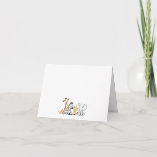 Boy Blue Rozen Safari Baby shower Dank u kaart (Achterkant)