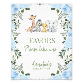 Boy Blue Rozen Safari Baby shower Favorieten Sign Foto Afdruk (Voorkant)
