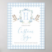 Boy Blue Stork Baby shower Custom Sign Poster (Voorkant)