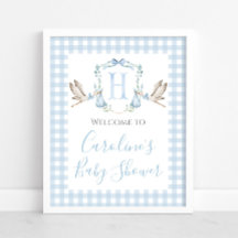 Boy Blue Stork Baby shower Preppy Southern