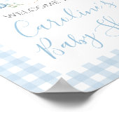 Boy Blue Stork Baby shower Preppy Southern Poster (Hoek)