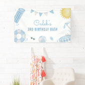 Boy Blue Summer Pool Party Verjaardagsbanner Spandoek (Insitu)
