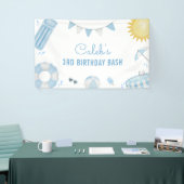 Boy Blue Summer Pool Party Verjaardagsbanner Spandoek (Beurs)