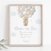 Boy Blue Teddy Bear Baby shower Mimosa Bar Teken Poster