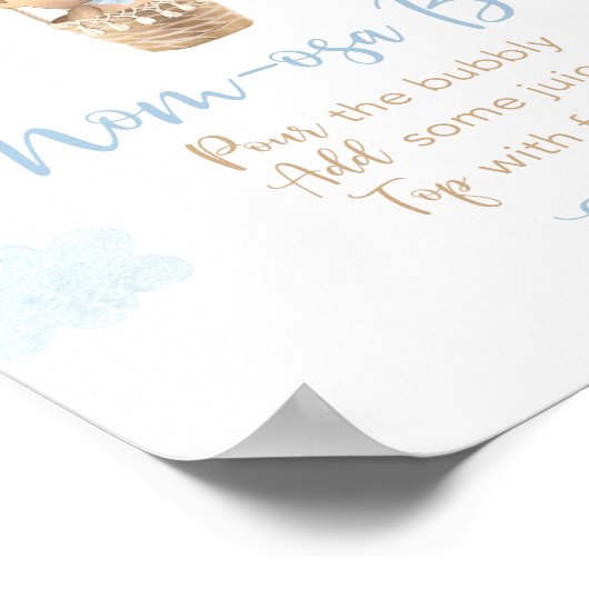 Boy Blue Teddy Bear Baby shower Mimosa Bar Teken Poster (Hoek)