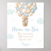 Boy Blue Teddy Bear Baby shower Mimosa Bar Teken Poster (Voorkant)